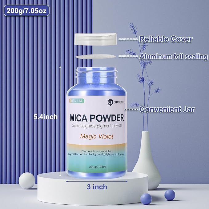 Mica Powder, 7.05OZ（200g）, Magic Violet Mica Powder Pigment - Image 3