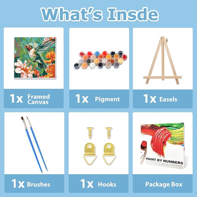 hkejoi Hummingbird Paint by Numbers Kit - Image 4