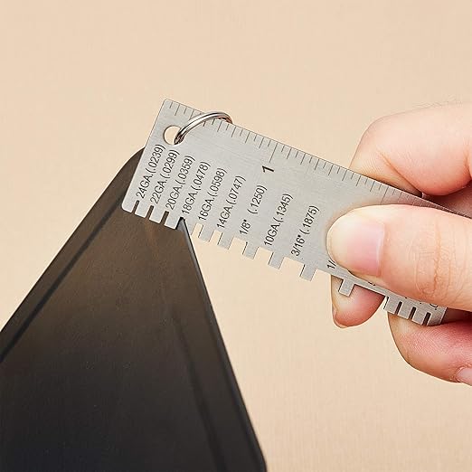 Weewooday 3 Pcs Wire/Metal Sheet Thickness Gauge Metal Tool Stainless Steel Welding One Sided Material Thickness Gauge Plated Size Inspection Tool