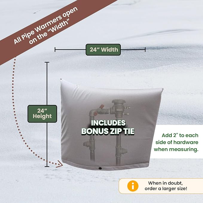 The Original Pipe Insulation Cover (5˚F) Winter Pipe Insulation (UV-Coated),Pump Cover, Sprinkler Irrigation Valve Cover, Backflow Preventer Freeze Protection (24W X 24H)