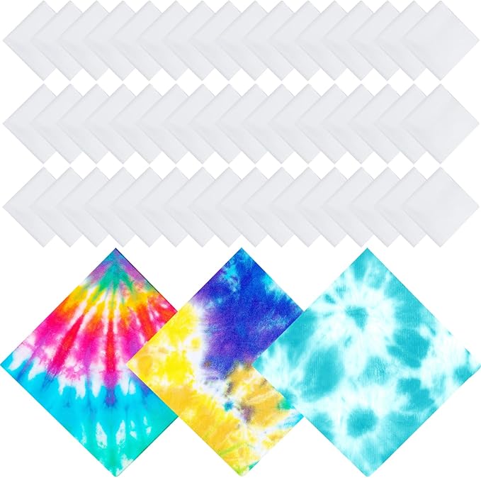 Chumia Cotton White Bandana for Tie Dying Bulk Blank Solid Handkerchiefs Unisex by Chumia