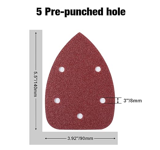 S SATC 100PCS Mouse Detail Sander Sandpaper Palm Mouse Sander Pads 40/80/120/180/240 Grits 140mm, Sanding Pads for Mouse Sanders