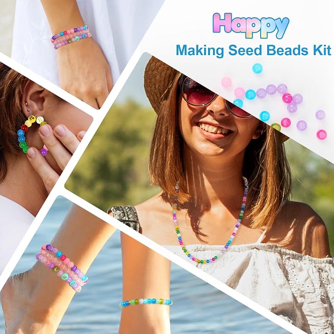 XSEINO About 7200PCS 6mm Glass Beads Bracelet Making Kit, 144 Assorted Designs - Image 6