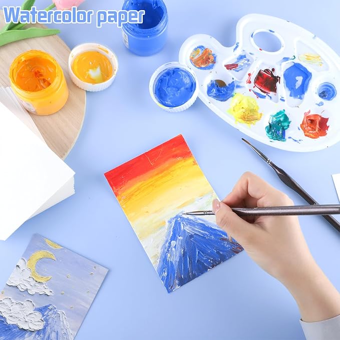 120 Sheets Watercolor Paper Bulk, 140 lb/300 GSM White Cold Press Paper Water - Image 4