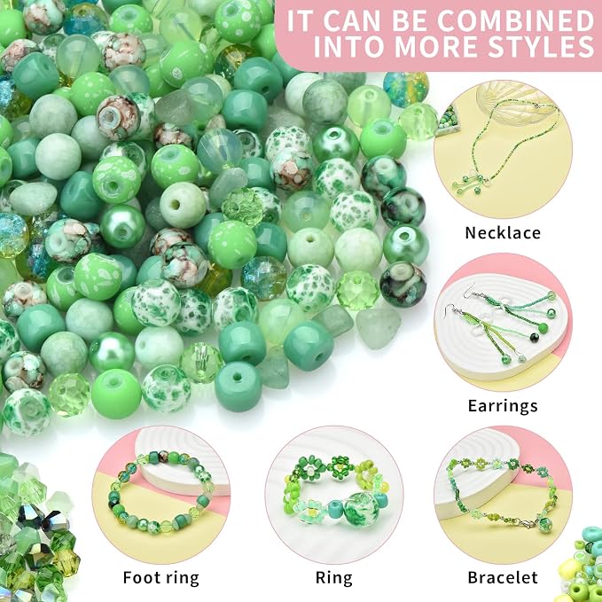 Chartreuse Glass Beads for Jewelry Making - Image 2