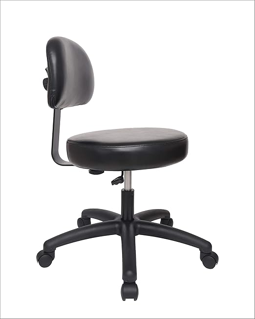 Chair Master Adjustable Chair for Exam Rooms, Labs, Doctor and Dentist Offices. Easy to Clean! 19"-27" Seat Height NO FOOTRING (Medium Desk Height, Black)