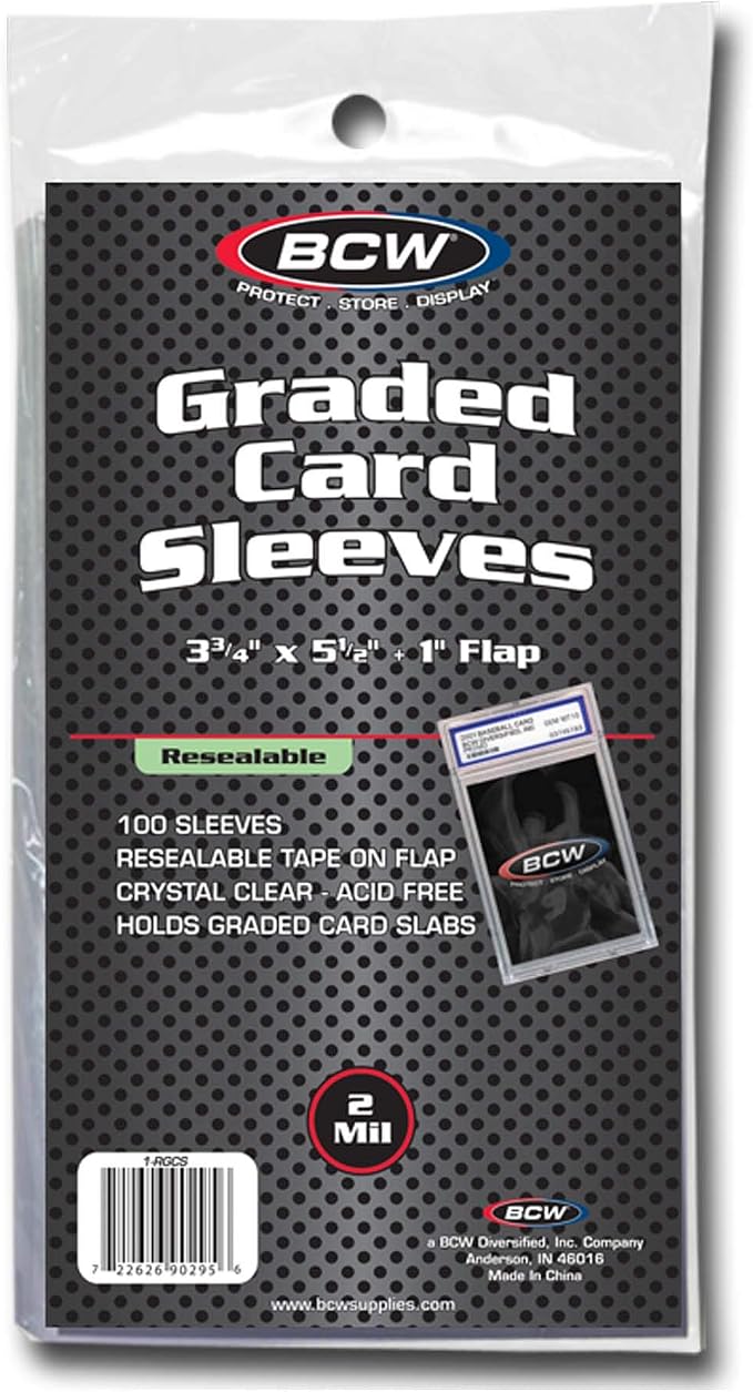 BCW Resealable Graded Card Sleeves | 100 Pack | Universal Fit by BCW
