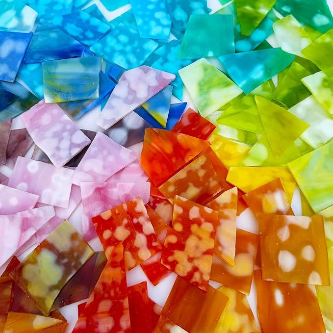 LITMIND 2.2LB Irregular Stained Glass Scraps – Mottled Opal Rainbow Mix - Image 3