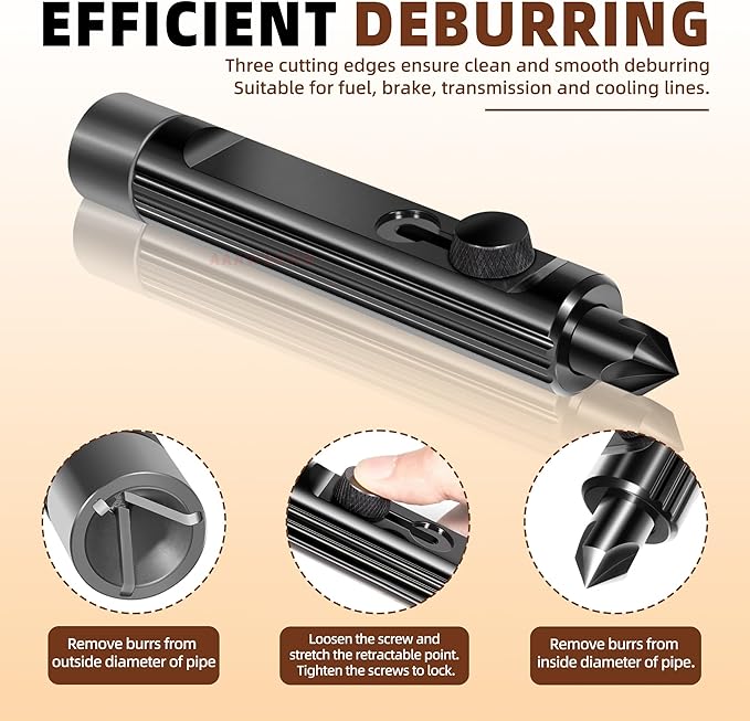 Brake Line Deburring Tool,Rimming & Deburring Tool for 3/16" to 1/2" Brake Line Tubing Deburring Tool,Fuel and Coolant Lines Hand Tools