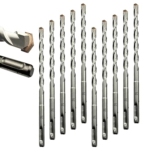 Direko 10-Piece 3/8 inch x 12 Inch SDS Plus Rotary Hammer Drill Bits Carbide Tipped Concert Drill Bits for Concrete, Brick, Cement Walls, Stone, Hammer Drill Bits for Concrete