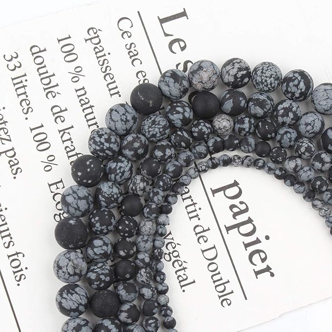 6mm Matte Snowflake Obsidian Bead, 15-Inch Matte Round Loose Stone Beads - Image 5