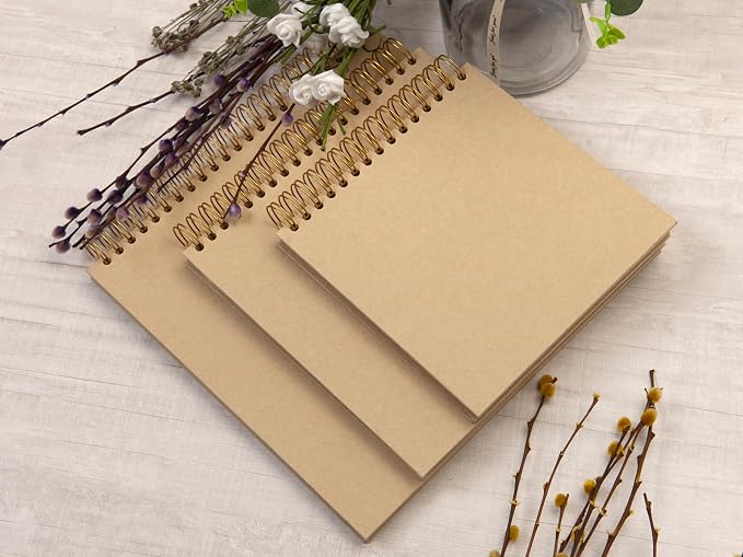 potricher 10 x 10 Inch DIY Scrapbook Photo Album 80 Pages Thick Kraft Blank - Image 6