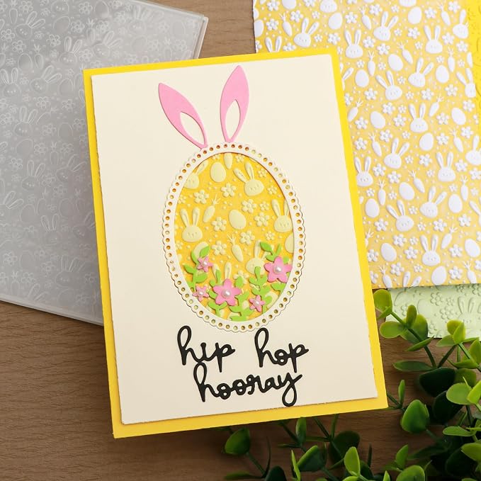 3D Embossing Folder Bunny Rabbits Easter Plastic Embossing Texture Fades - Image 5