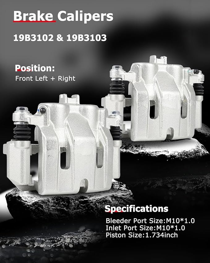 cciyu Front Left & Right Brake Calipers Assembly w/Bracket 19B3102 19B3103 2009-2014 For Acura For TL,2015-2018 For Acura For TLX,2006-2014 For Honda For Ridgeline