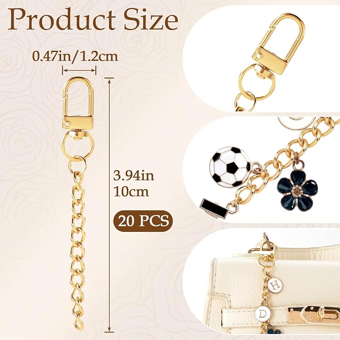 Hzopcw 20pcs Gold Keychain Making Kit, Key Ring Swivel Snap Hook Chains - Image 2