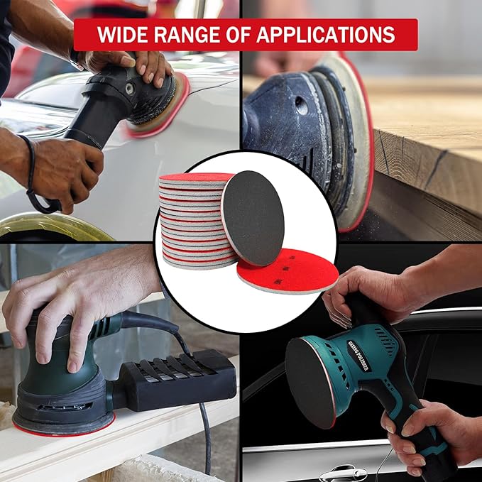 16Pcs 5 Inch Sanding Sponge Disc Hook and Loop 180 Grit Wet Dry Sanding Pads, Drywall Sandpaper Blocks for Wooden Drywall Sheetrock and Metal Glazing
