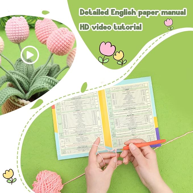 kgxulr Crochet Kit for Beginners, Tulip Crochet Starter Kit Beginner for - Image 3