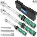 DISEN 6 PCS 1/4 3/8 1/2-inch Drive Click Torque Wrench Set 20-220In.lb, 15-90Ft.lb, 30-170Ft.lb with Extension Bar Kit, ±3% Accuracy, 72-Tooth Dual Scale Torque Wrenches for Bike, Moto, Car Repair