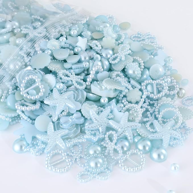 Chenkou Craft Blue Random 100g/lot 4-20mm Half Round Imitation Pearls Seastar - Image 3