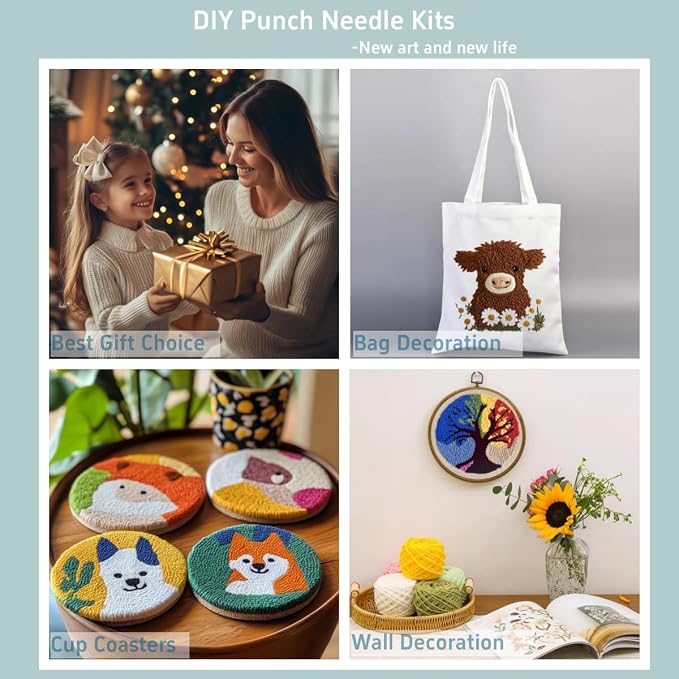 Punch Needle Kits Rabbit in Flowers Embroidery Starter Set - Image 8
