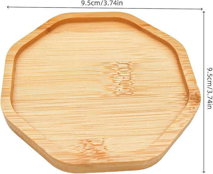 4PCS Mosaic Bamboo Coasters for Crafts, Blank Base Trays, Drinking Cup Coaster - Image 2