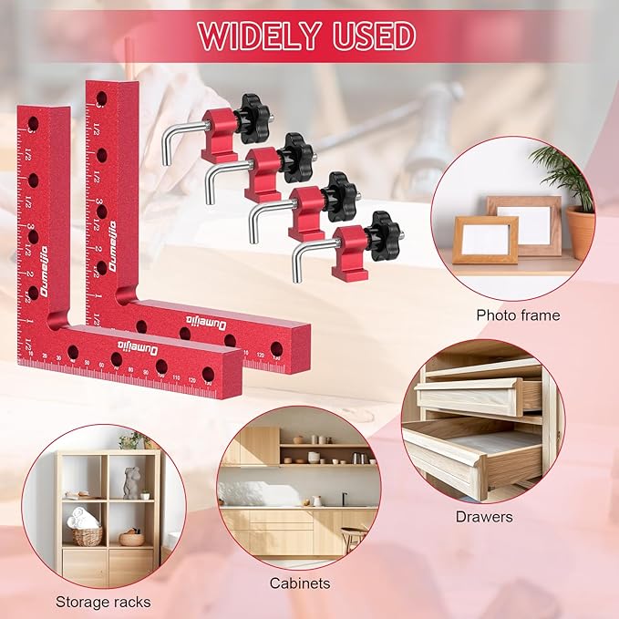 90 Degree Positioning Squares, Right Angle Clamps for Woodworking 5.5" x 5.5"(14 x 14cm), Aluminum Alloy Corner Clamps, Clamping Squares Tool for Picture Frame Box Cabinets Drawers (4 Pack)