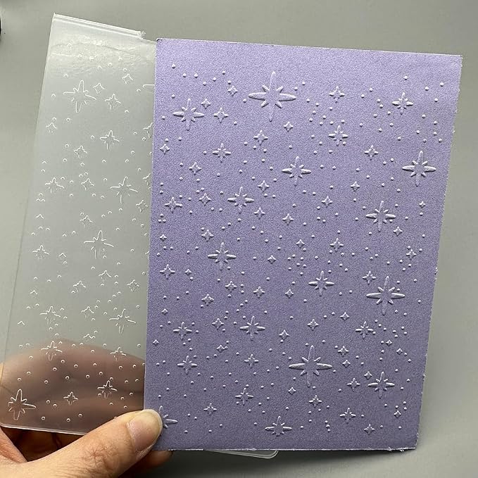 3D Plastic Embossing Folder Template Beautiful Stars Texture 4.13x5.71 Inch - Image 2