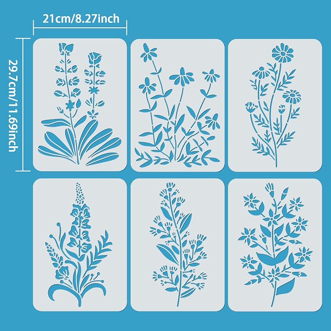 ORIGACH 6 Pcs Field Flowers Stencil - Image 3