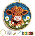 Minlend DIY Punch Needle Kit for Beginners – Highland Cow & Daisies Embroidery by Unknown