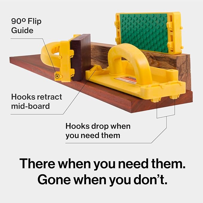 MICROJIG - GRR-RIP BLOCK Smart Push Block for Router Table, Jointer, Band Saws, and Table Saws, Includes 4 Auto-Drop Smart Heels, Extreme Grip, GB-1, Yellow/Green