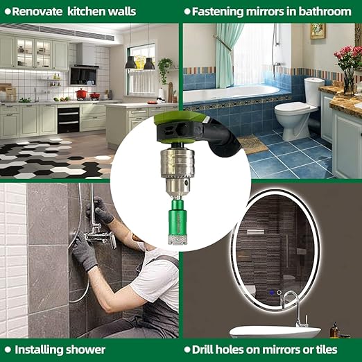 Diamond Core Drill Bit Kit - Dia 6/8/10/12/14/20/25/28/32/35/38mm Triangle Shank Vacuum Brazed Tile Hole Saws for Dry Drilling Porcelain Ceramic Tile Granite Marble Stone