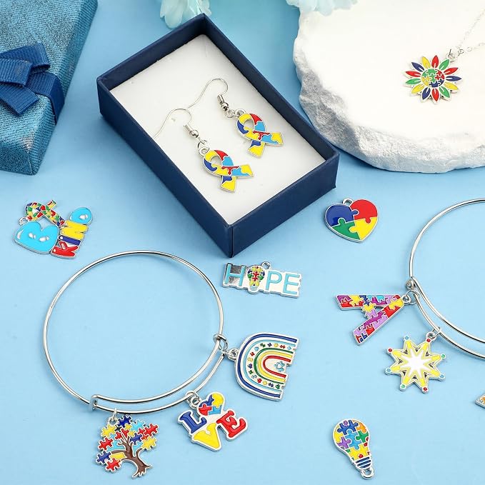 SANNIX 110Pcs Enamel Autism Awareness Charms - Image 3