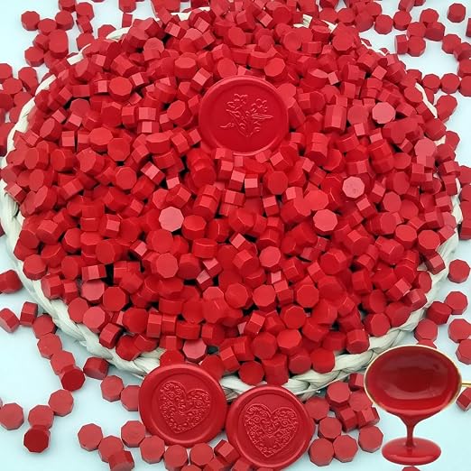 Crimson 300 Pcs Wax Seal Beads, Bright Red, Smokeless Odorless Non-Toxic Quick by Unknown