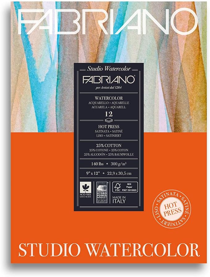 Fabriano Studio Watercolor Pad, 140 lb., 12 Sheets by Fabriano
