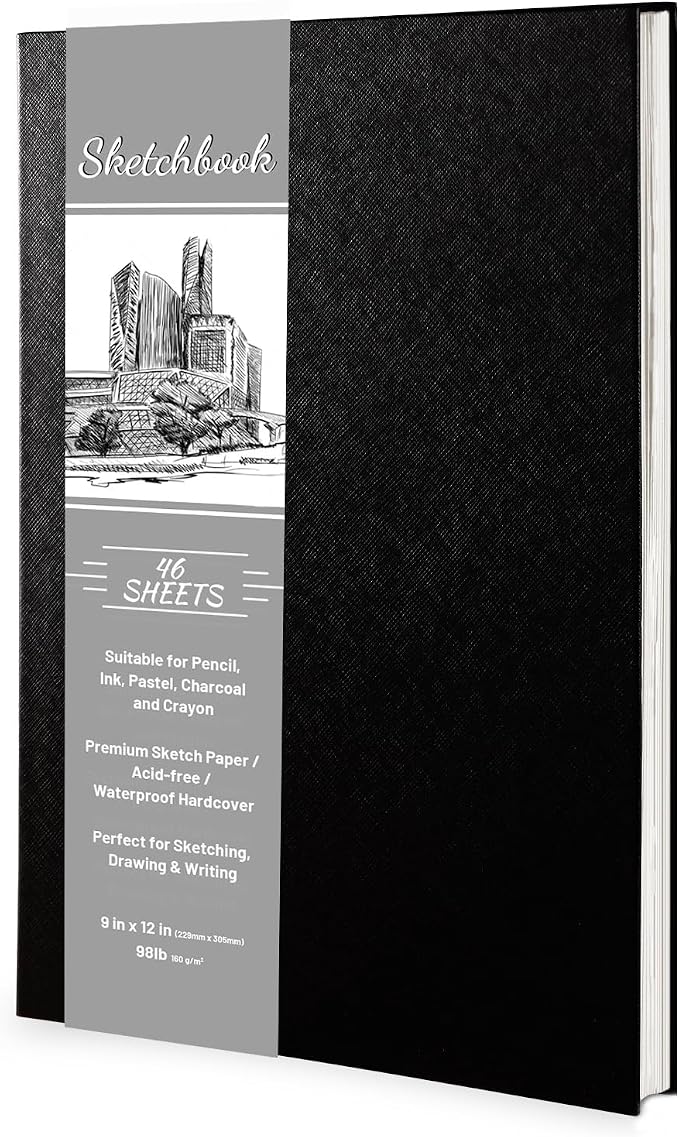 Hardcover Sketch Book 9" x 12", Sketchbook Drawing Pads, 160GSM Thick Smooth by Appointime