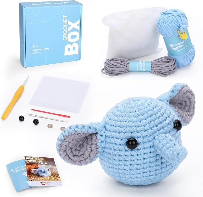 Crochet Kit for Beginners: Elephant Crochet Kit for Adults, Include Easy to Use by CROCHETBOX