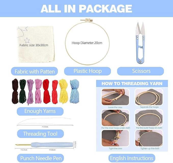 RUIQLXHANG Punch Needle Kits for Beginners, Cute Cartoon Easter Rabbit and Eggs - Image 2