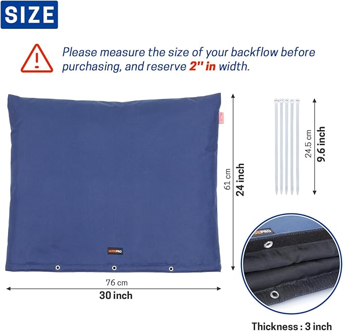 Backflow Preventer Insulation Cover-30 W x 24" H, 6 Layers Fabric Outdoor Pipe Insulation Cover with Aluminum Foil Layer Dupont Sorona Cotton, Backflow Cover for Winter Freeze Protection