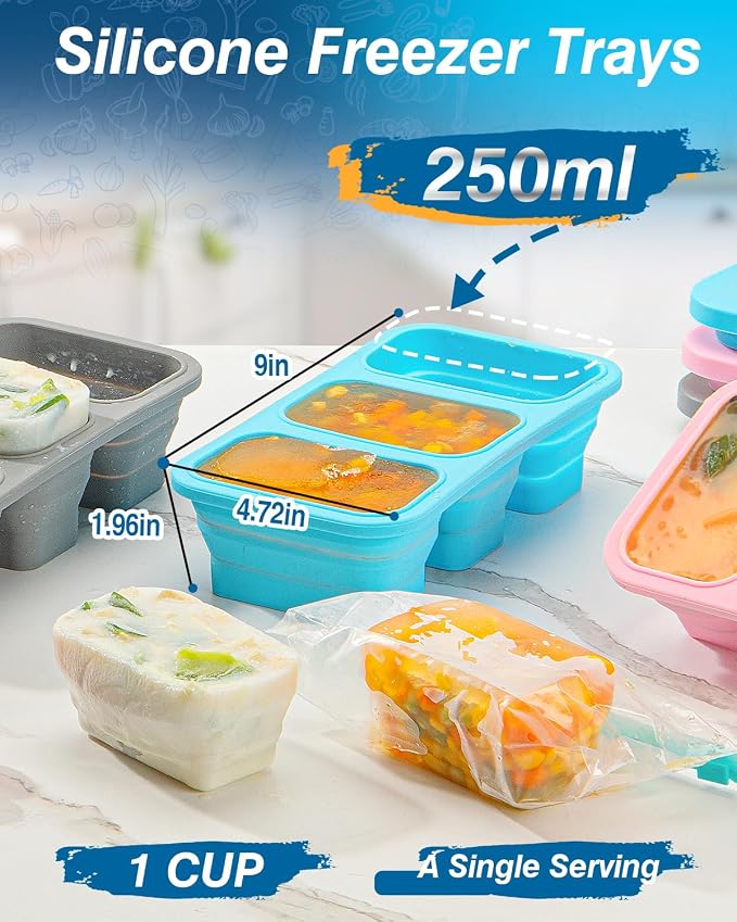Silicone Freezer Trays With Lid, 2 Pack Collapsible Silicone Freezer Molds | - Image 6