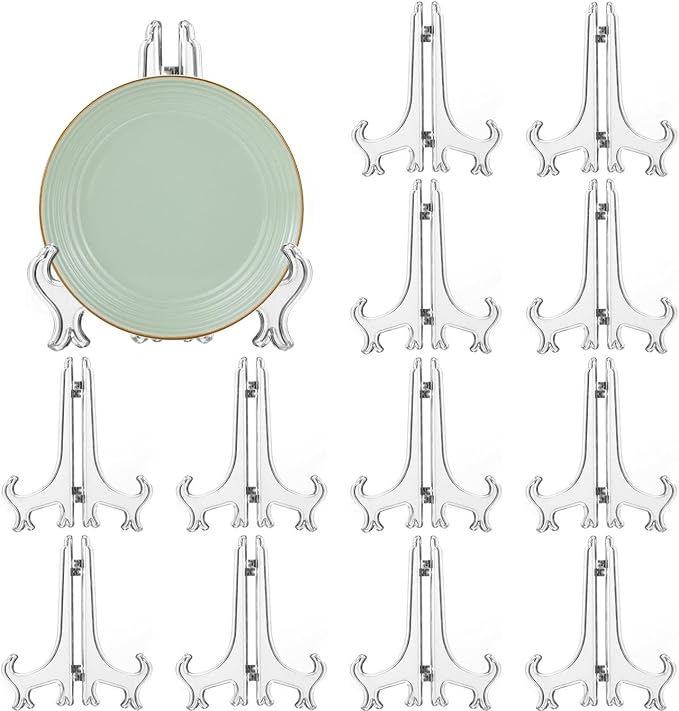 LonlyEagle 12 Pack 6 Inch Clear Plastic Easels or Stand/Plate Holders to by LonlyEagle