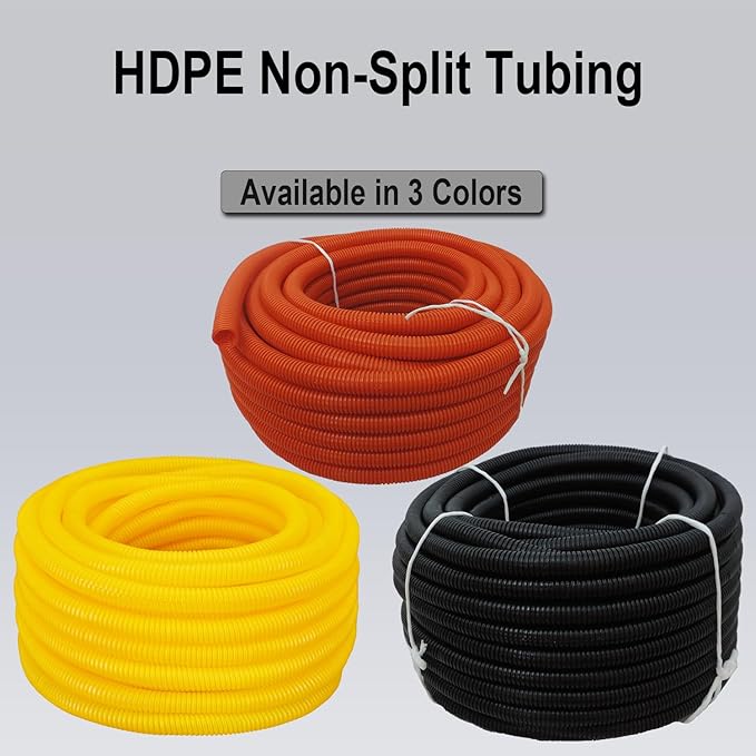 Flexible Polyethylene HDPE Non-Split Corrugated Wire Loom Tubing (Red, 1" Dia. x 100 ft)