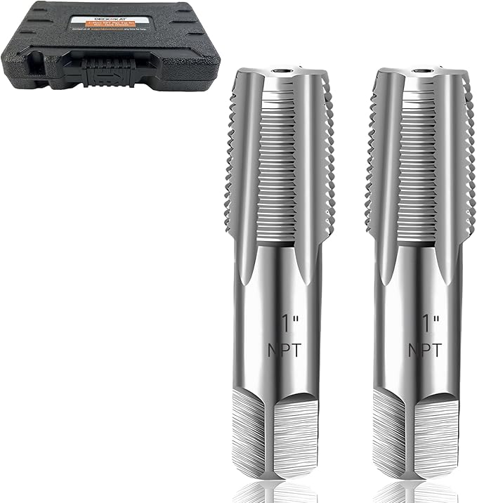 2-Piece NPT Pipe Tap Set, Precision Carbon Steel NPT Tap Set for Clean Accurate Threads, 1" NPT Tap, Perfect for Plumbers Mechanics DIYers, with Durable Plastic Case.