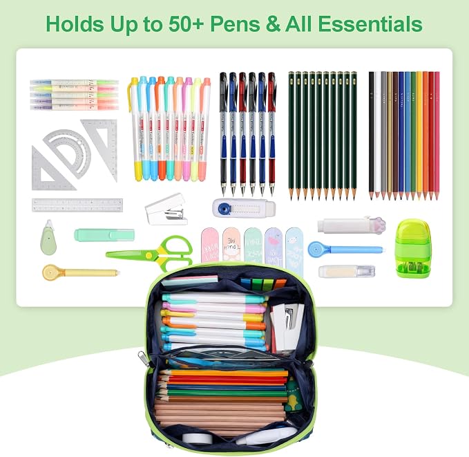 Large Pencil Case for Boys, Durable Pencil Pouch for School, Wide Opening Soft - Image 3