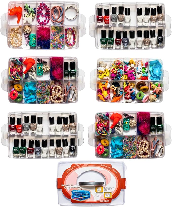 Sooyee 6 Layers Stackable Storage Container Clear 60 Adjustable Compartments - Image 3