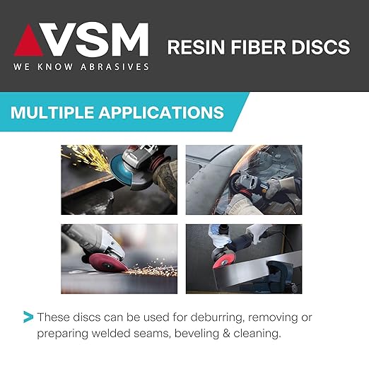 VSM 50-Pack - 5 inch 60 Grit (Medium) - Ceramic Resin Fiber Discs with Top-Size, Tear Resistant Fiber Backing, Durable, Hand-Held Machine Compatible Sanding Discs