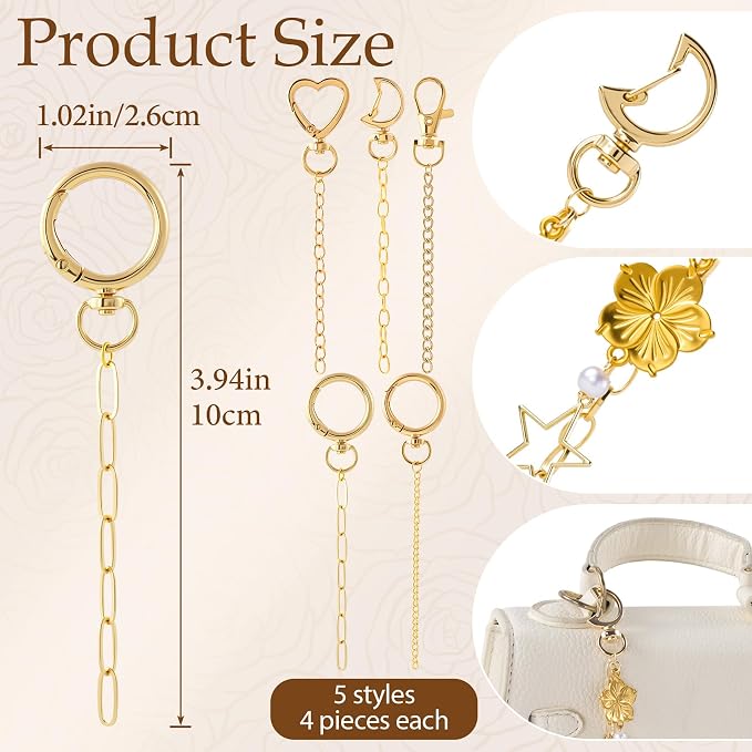 20pcs Gold Keychain Making Kit, Key Ring Swivel Snap Hook Chains, Alloy - Image 2
