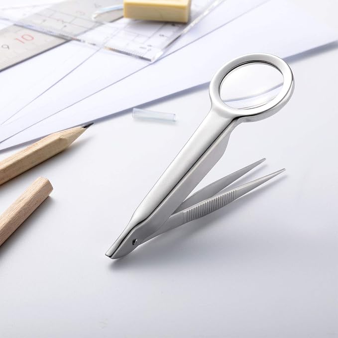 Weewooday 3 Pieces Magnifying Glass Tweezers Splinter Tweezers - Image 5