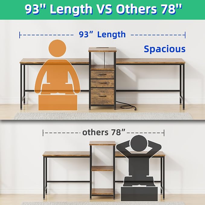 GYIIYUO 93'' Two Person Desk - Image 3