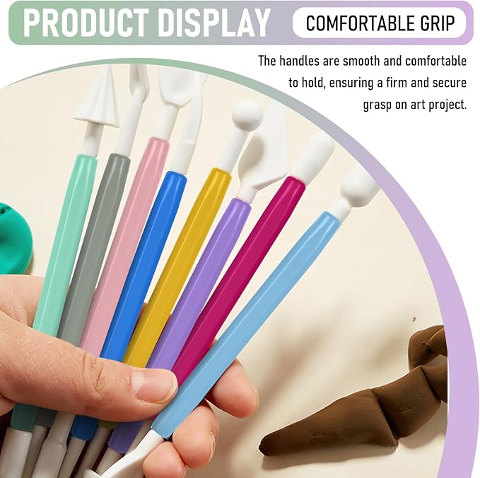 Clay Tools 18PCS Air Dry Clay Double-Ended Tool Kit Plastic Clay Sculpting - Image 3