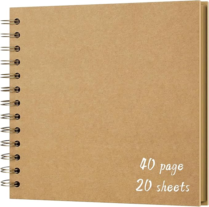 DIY Scrapbook Album 7x7 Inch, Hardcover Kraft Paper Scrap Book Photo Album by Sprsthai